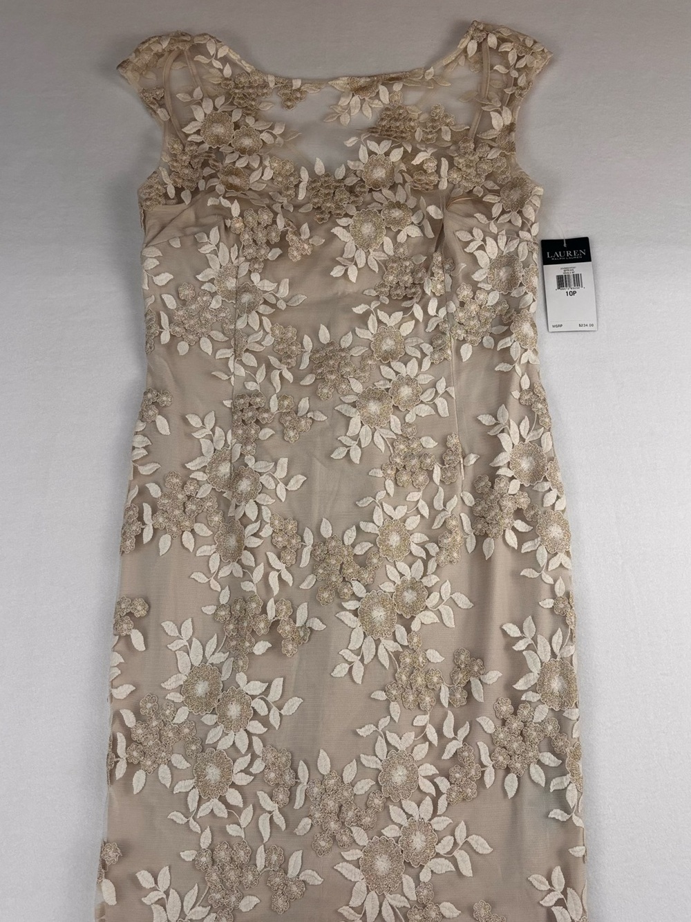 Ralph Lauren Cream Floral Lace Midi Dress